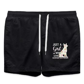 Nur ein Junge, der Deutsche Schäferhunde liebt - Badeshorts - Schwarz - Vorne - AI Model Male 185 light (185cm)