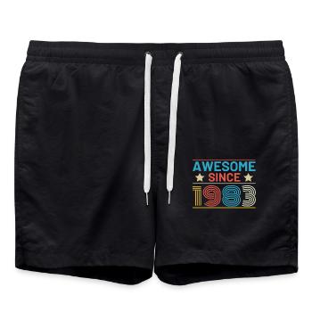 1983 Anniversaire Rétro - Short de bain - noir - Devant - AI Model Male 185 light (185cm)
