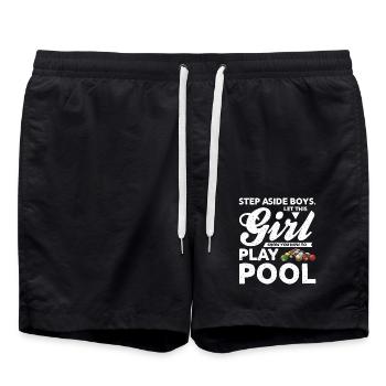 Dieses Mädchen zeigt dir, wie man Billard spielt - Badeshorts - Schwarz - Vorne - AI Model Male 185 light (185cm)