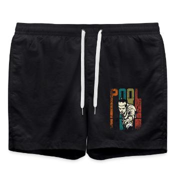 Retro Vintage pool billiards - Badeshorts - Schwarz - Vorne - AI Model Male 185 light (185cm)