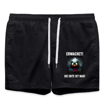 Erwachet Die Ente ist nah Duck Ente lustiges Enten - Badeshorts - Schwarz - Vorne - AI Model Male 185 light (185cm)