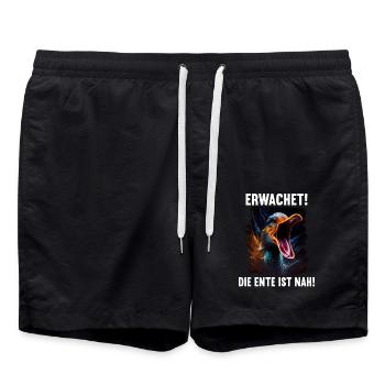 Erwachet Die Ente ist nah Duck Ente lustiges Enten - Badeshorts - Schwarz - Vorne - AI Model Male 185 light (185cm)