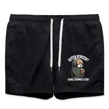 Guten Morgen Ganz Dünnes Eis Müder Hund Kaffee - Badeshorts - Schwarz - Vorne - AI Model Male 185 light (185cm)