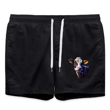 cows farmer farmer cow lover funny cow - Swim Trunks - black - Front - AI Model Male 185 light (185cm)