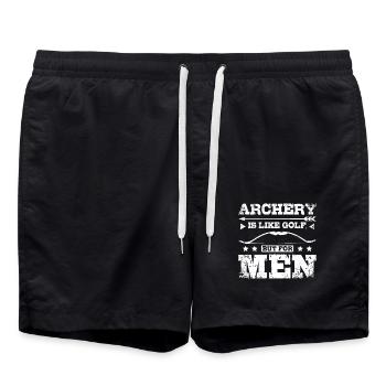 Le tir à l’arc, c’est comme le golf, seulement pour les hommes - Short de bain - noir - Devant - AI Model Male 185 light (185cm)