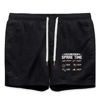 Dinge in meiner Freizeit mache, spiele Cornhole - Badeshorts - Schwarz - Vorne - AI Model Male 185 light (185cm)
