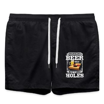 Drinking beer and hitting holes cornehole - Badeshorts - Schwarz - Vorne - AI Model Male 185 light (185cm)