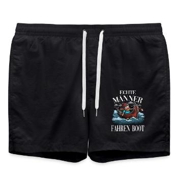 Echte Männer Fahren Boot - Badeshorts - Schwarz - Vorne - AI Model Male 185 light (185cm)