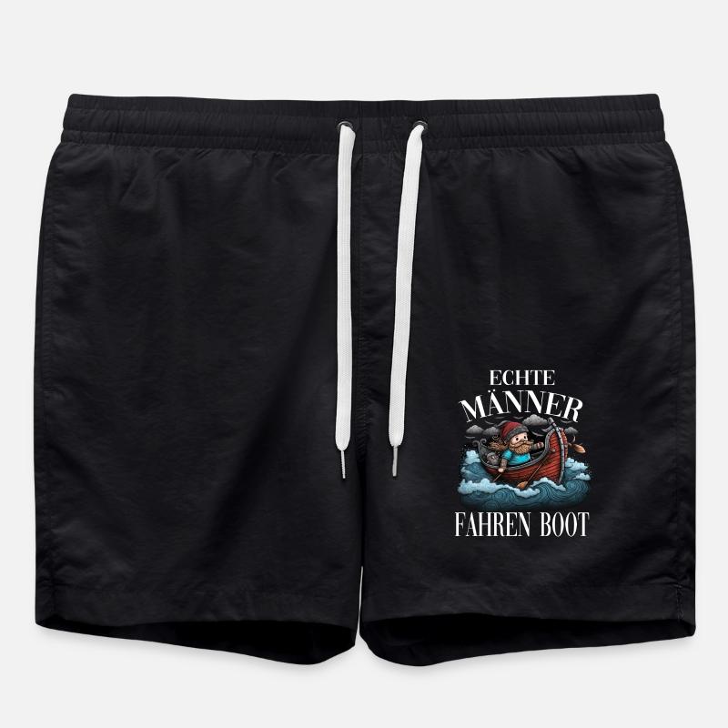 Echte Männer Fahren Boot - Badeshorts - Schwarz