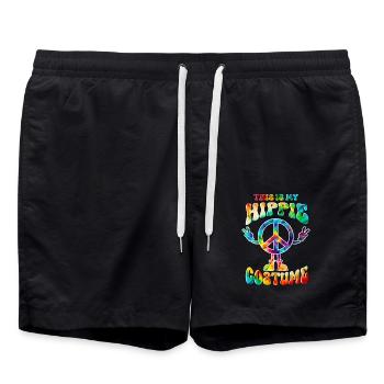 Hippie Kostüm Peace Love Tie Dye - Badeshorts - Schwarz - Vorne - AI Model Male 185 light (185cm)