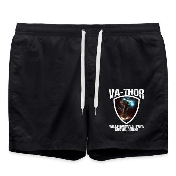 Papa Vathor Va Thor Vatertag Vatertagsgeschenk - Badeshorts - Schwarz - Vorne - AI Model Male 185 light (185cm)