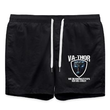 Papa Vathor Va Thor Vatertag Vatertagsgeschenk - Badeshorts - Schwarz - Vorne - AI Model Male 185 light (185cm)