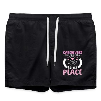 Caregivers make the world a better place - Swim Trunks - black - Front - AI Model Male 185 light (185cm)