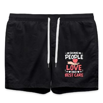 Menschen Liebe zu schenken ist die beste Fürsorge - Badeshorts - Schwarz - Vorne - AI Model Male 185 light (185cm)