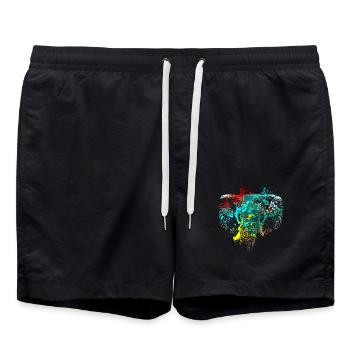 Splash Art Elefanten kopf - Badeshorts - Schwarz - Vorne - AI Model Male 185 light (185cm)