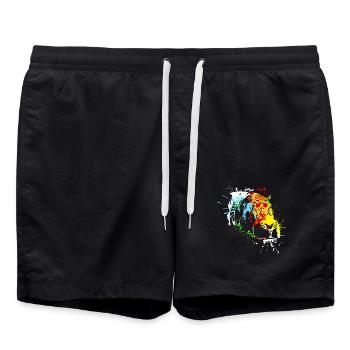 Splash Art Flusspferd Nilpferd Hippo - Badeshorts - Schwarz - Vorne - AI Model Male 185 light (185cm)