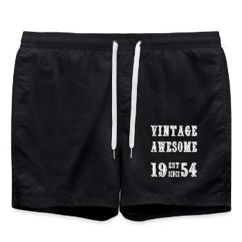 Vintage Awesome EST SINCE 1954 Birthday - Swim Trunks - black - Front - AI Model Male 185 light (185cm)