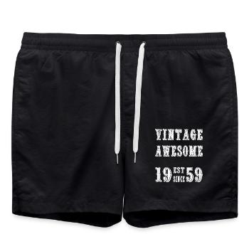 Vintage Awesome EST SINCE 1959 Birthday - Swim Trunks - black - Front - AI Model Male 185 light (185cm)