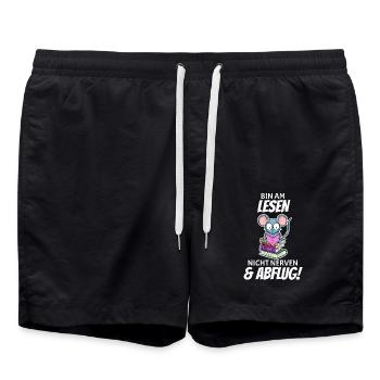 Lesen Buch Bücher Leser Geschenk - Badeshorts - Schwarz - Vorne - AI Model Male 185 light (185cm)