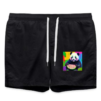 Design eines digitalen Ölgemälde-Stils mit einem - Badeshorts - Schwarz - Vorne - AI Model Male 185 light (185cm)