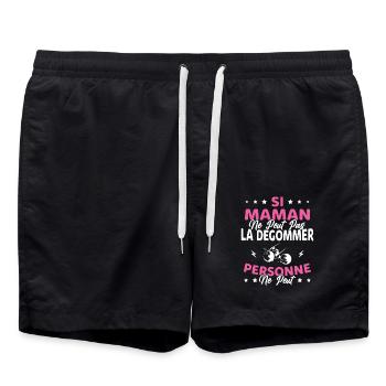 Si Maman Ne Peut Pas La Dégommer, Pétanque Maman - Short de bain - noir - Devant - AI Model Male 185 light (185cm)