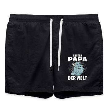 Bester Papa der Welt Vatertag Vater Nashorn für - Badeshorts - Schwarz - Vorne - AI Model Male 185 light (185cm)