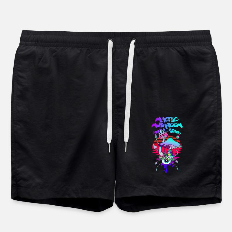 Magic Mushrooms Psychedelic Sunset - Swim Trunks - black
