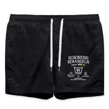 91. Geburtstag Schonend Behandeln 91 VIP ist 91 - Badeshorts - Schwarz - Vorne - AI Model Male 185 light (185cm)