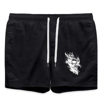 Vintage Creepy Tattoo Skull - Swim Trunks - black - Front - AI Model Male 185 light (185cm)