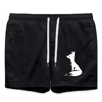 Eleganter niedlicher Fuchs Tattoo Style Porträt - Badeshorts - Schwarz - Vorne - AI Model Male 185 light (185cm)
