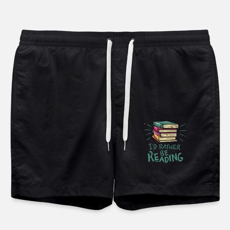 Bücher Lesen Spruch - Badeshorts - Schwarz