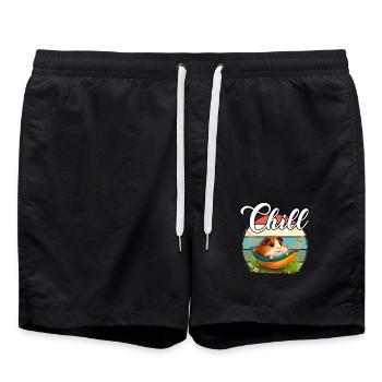 Meerschweinchen Chill Entspannen Chillen Relaxen - Badeshorts - Schwarz - Vorne - AI Model Male 185 light (185cm)
