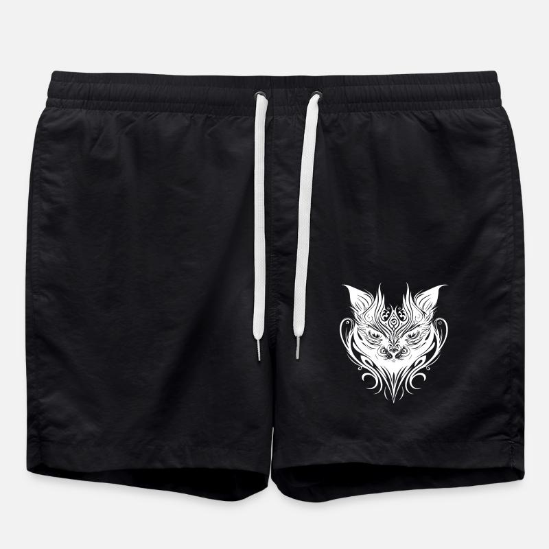 Tribal Tattoo Cat - Swim Trunks - black