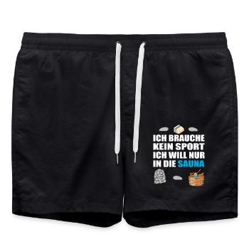 Ich brauche keinen Sport ich will nur in die Sauna - Badeshorts - Schwarz - Vorne - AI Model Male 185 light (185cm)