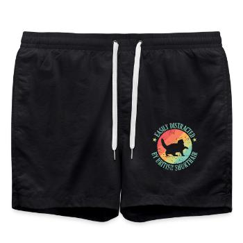 Easily Distracted by British Shorthair - Badeshorts - Schwarz - Vorne - AI Model Male 185 light (185cm)