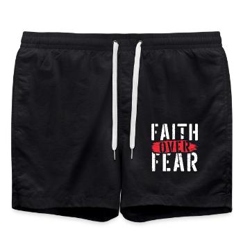 La foi au-dessus de la peur La foi religieuse chrétienne - Short de bain - noir - Devant - AI Model Male 185 light (185cm)