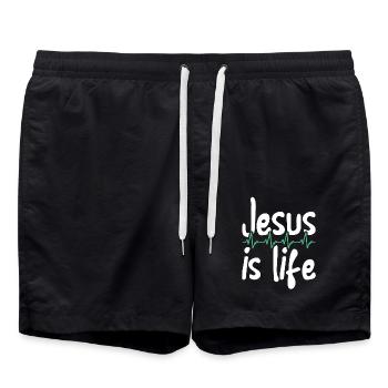Jésus est la vie Leçon biblique Chrétien - Short de bain - noir - Devant - AI Model Male 185 light (185cm)