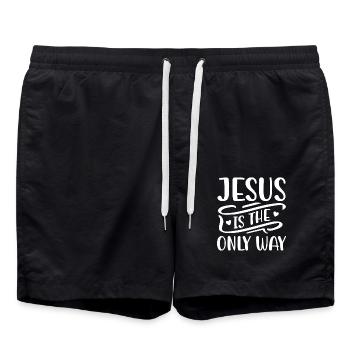 Jésus est le seul moyen biblique verset chrétien - Short de bain - noir - Devant - AI Model Male 185 light (185cm)