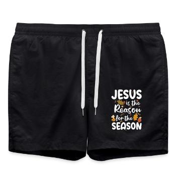 Jésus est la raison de la saison de foi d’automne - Short de bain - noir - Devant - AI Model Male 185 light (185cm)