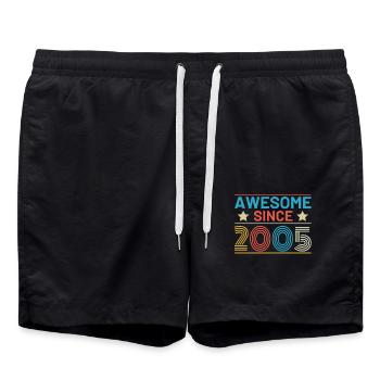 Geburtstag Awesome seit 2005 - Badeshorts - Schwarz - Vorne - AI Model Male 185 light (185cm)
