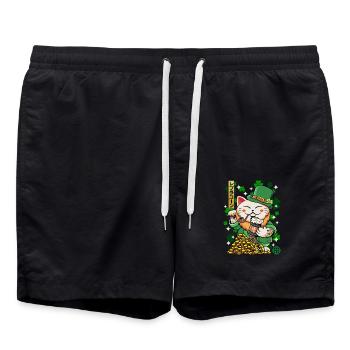 Heiliger Patrick - Luprechaun Maneki Neko - Badeshorts - Schwarz - Vorne - AI Model Male 185 light (185cm)