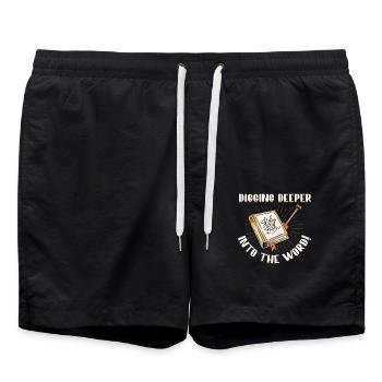 Tiefer Ins Wort Eindringen Heiliges Bibelstudium - Badeshorts - Schwarz - Vorne - AI Model Male 185 light (185cm)