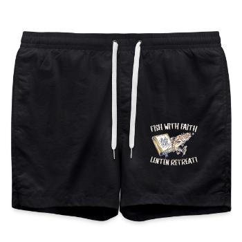 Pêcher avec foi Carême Retraite Chrétienne - Short de bain - noir - Devant - AI Model Male 185 light (185cm)