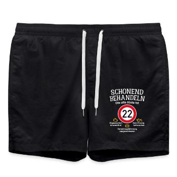 22. Geburtstag Schonend Behandeln Alte Kiste 22 - Badeshorts - Schwarz - Vorne - AI Model Male 185 light (185cm)