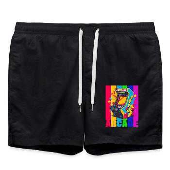 Retro Arcade Game Videospiel für Gamer - Badeshorts - Schwarz - Vorne - AI Model Male 185 light (185cm)