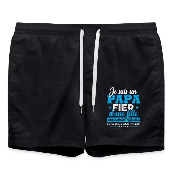 Un papa fier d'une fille absolument géniale - Short de bain - noir - Devant - AI Model Male 185 light (185cm)