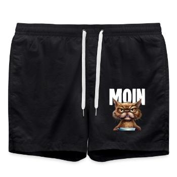 Moin Lustige Katze Kaffee - Badeshorts - Schwarz - Vorne - AI Model Male 185 light (185cm)