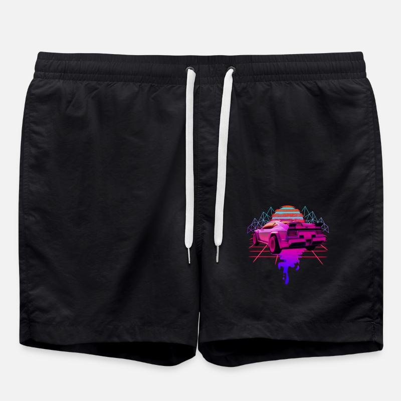 Retro Wave Racing Supercar - Swim Trunks - black