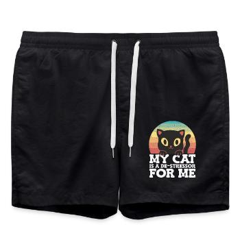Meine Katze Ist Ein De-stressor Für Mich - Badeshorts - Schwarz - Vorne - AI Model Male 185 light (185cm)