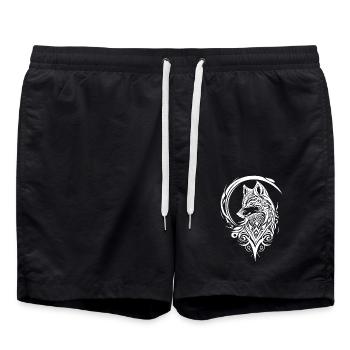 Hübsches Wolfs Portrait Tribal Tattoo Style - Badeshorts - Schwarz - Vorne - AI Model Male 185 light (185cm)